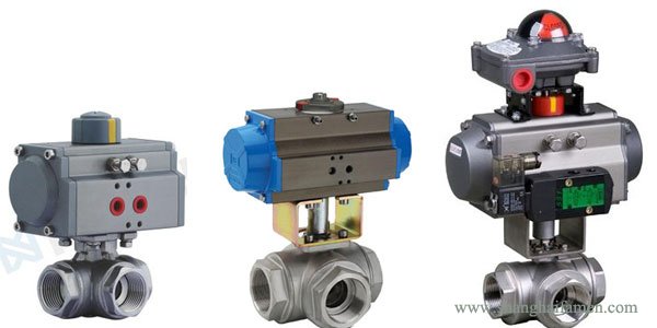 氣動三通螺紋球閥