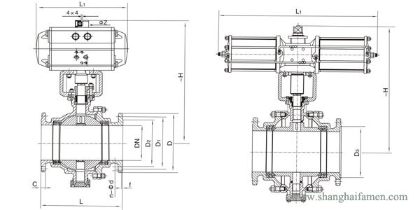耐高溫氣動球閥結（jié）構圖